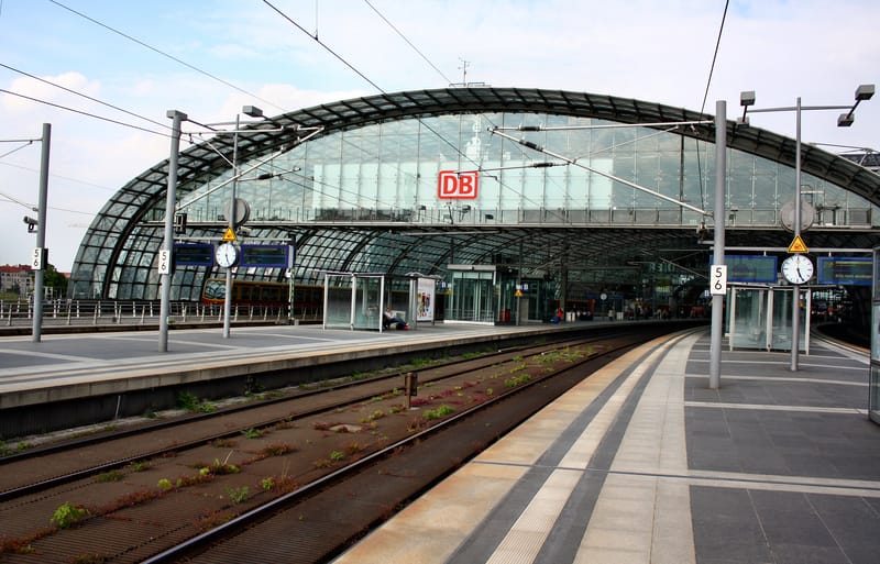 Railway station in Germany Graphic: View of a railway station in Germany