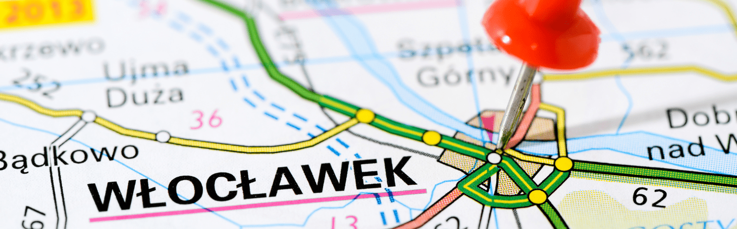 Wloclawek marked on the map