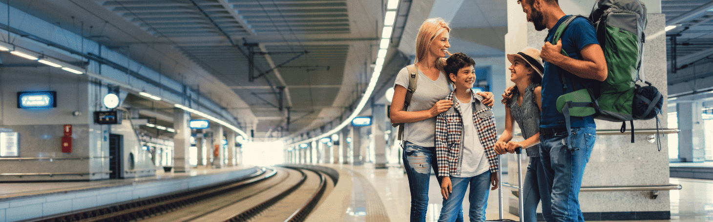 Family waiting for the train