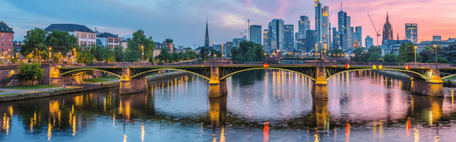 Frankfurt skyline overlooking the river