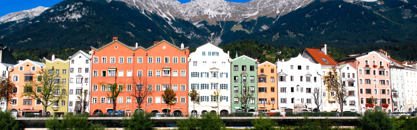 view of the colourful houses in innsbruck