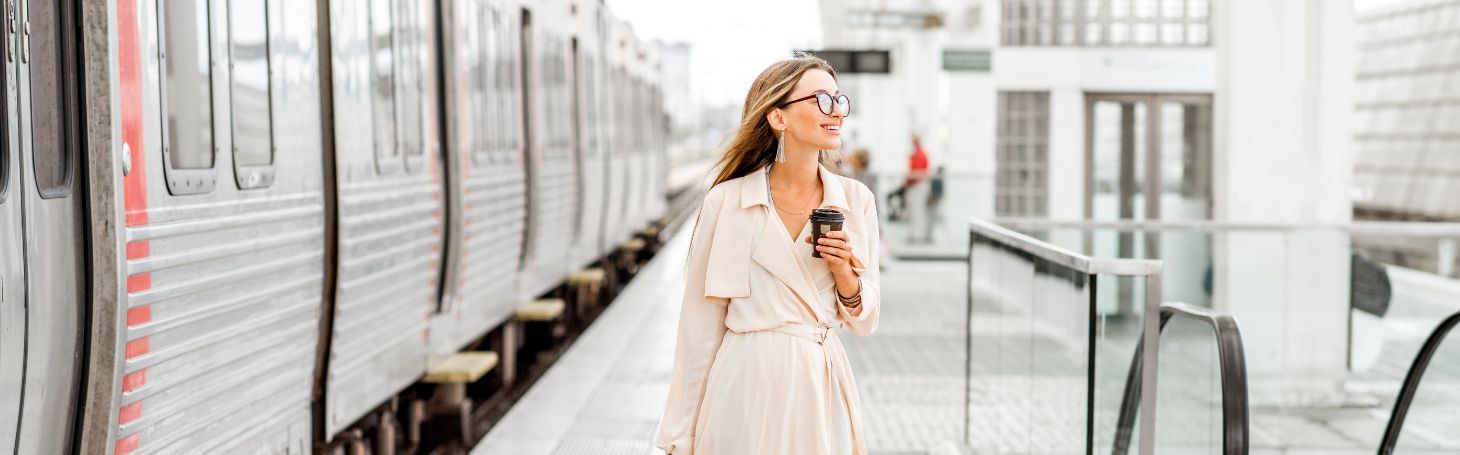 When is Car Free Day? Woman on the platform by the train