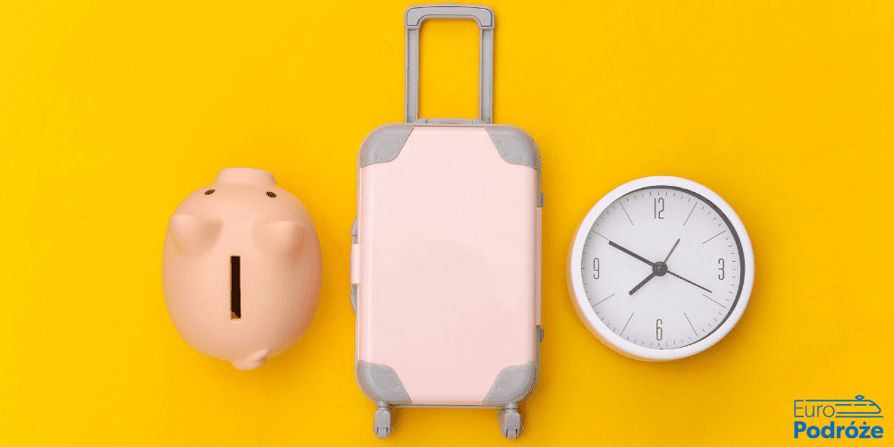 Suitcase, piggy bank and clock