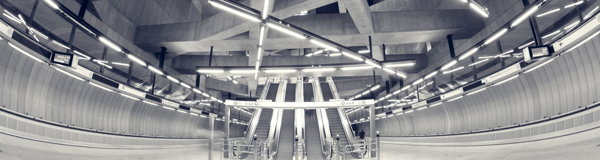 Railway station escalator