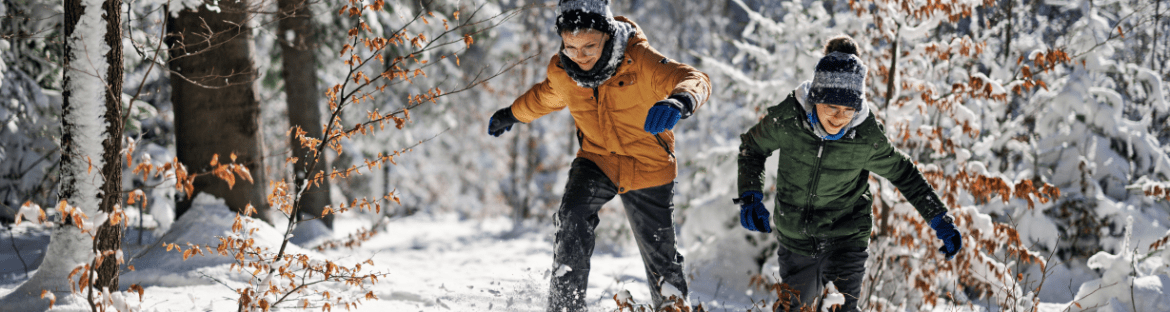 children playing in the snow - winter holidays opolskie when