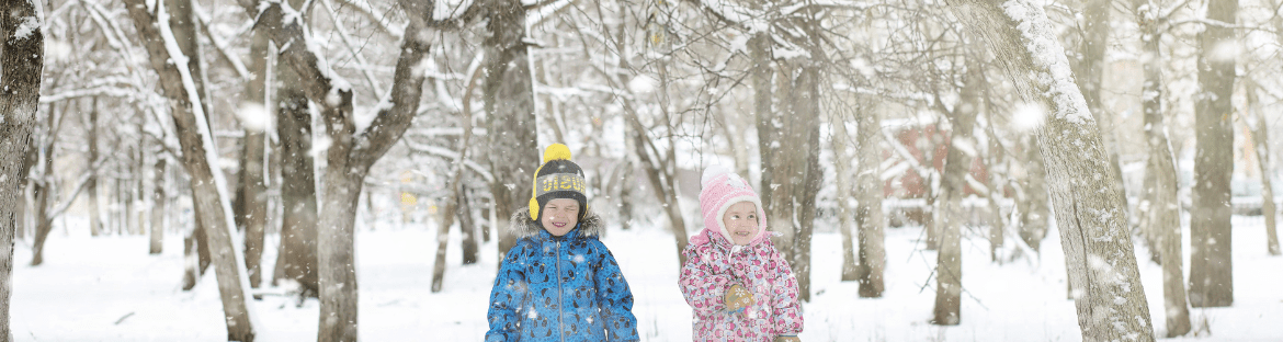 children in the park in winter