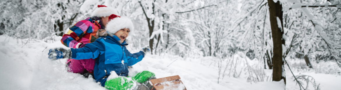 children playing in the snow