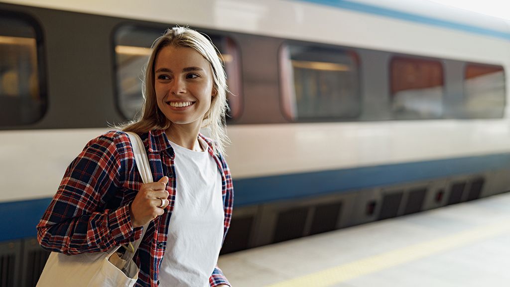 woman with child on train