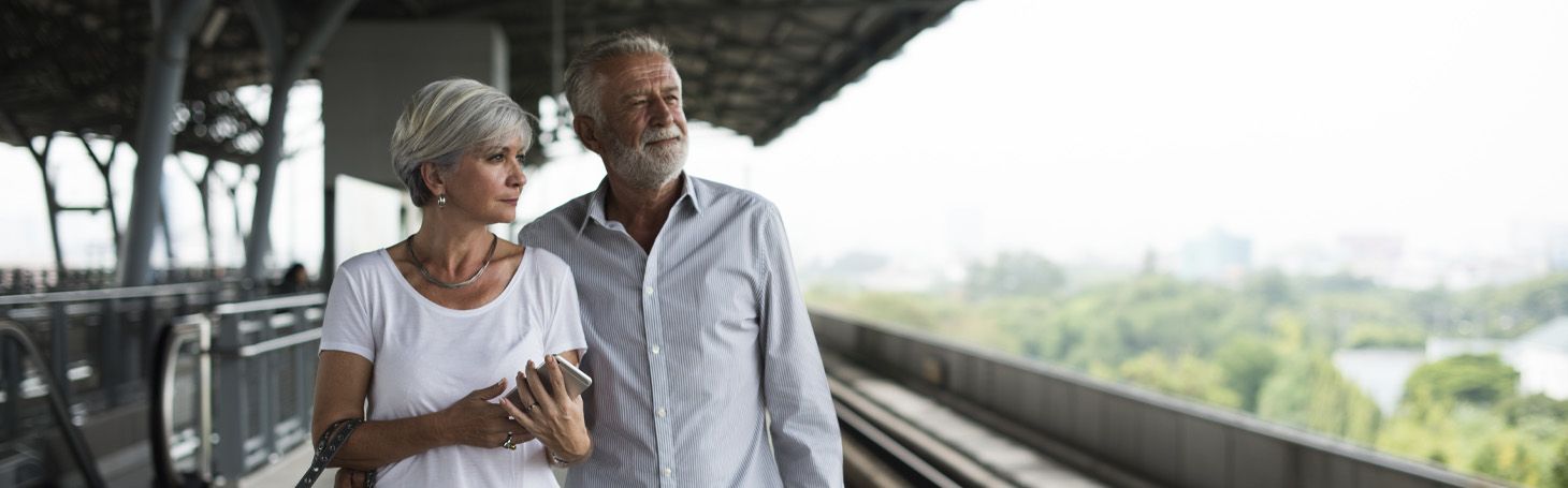 Older people on the station platform