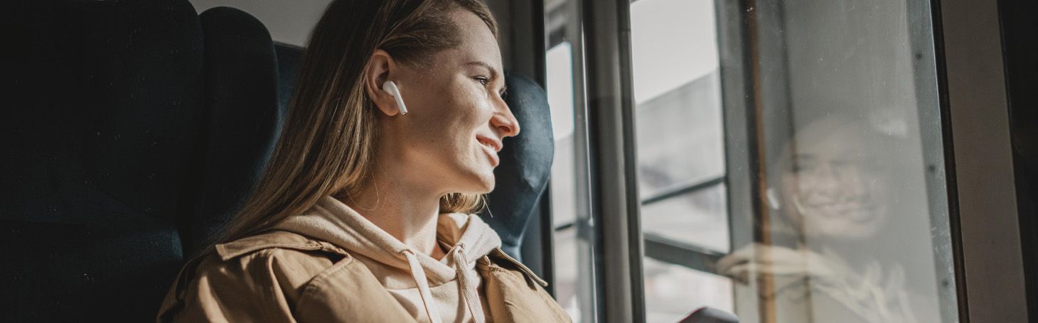 Young woman on a train