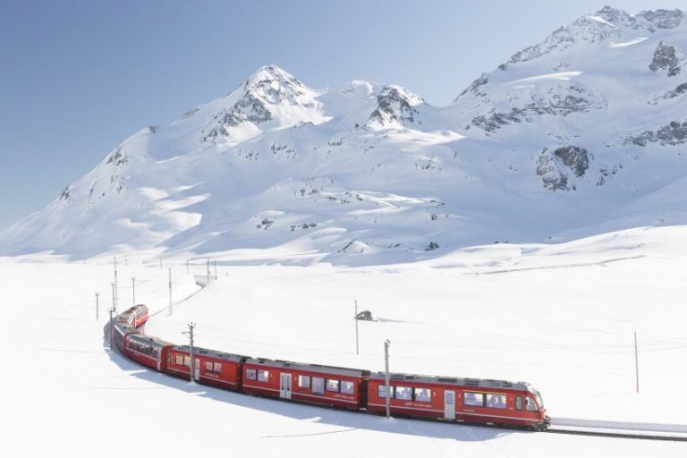 Swiss panoramic trains Bernina Express - panoramic railway in Switzerland