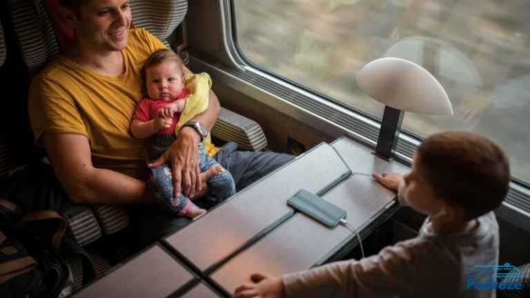 eurostar services family on the train