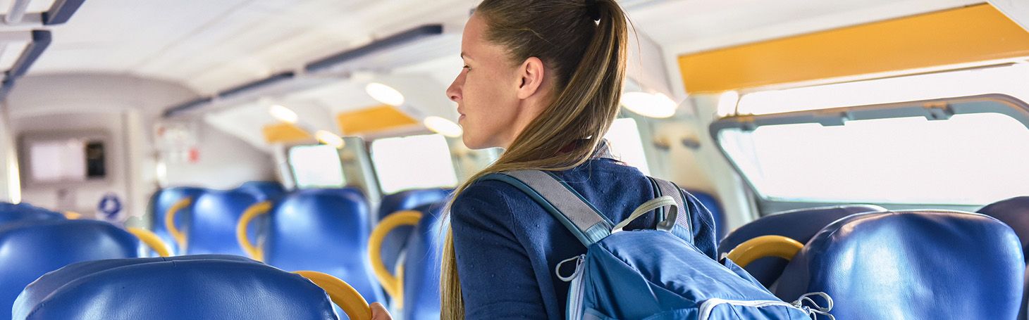 What does the place "corridor" mean on the train? Woman on a train
